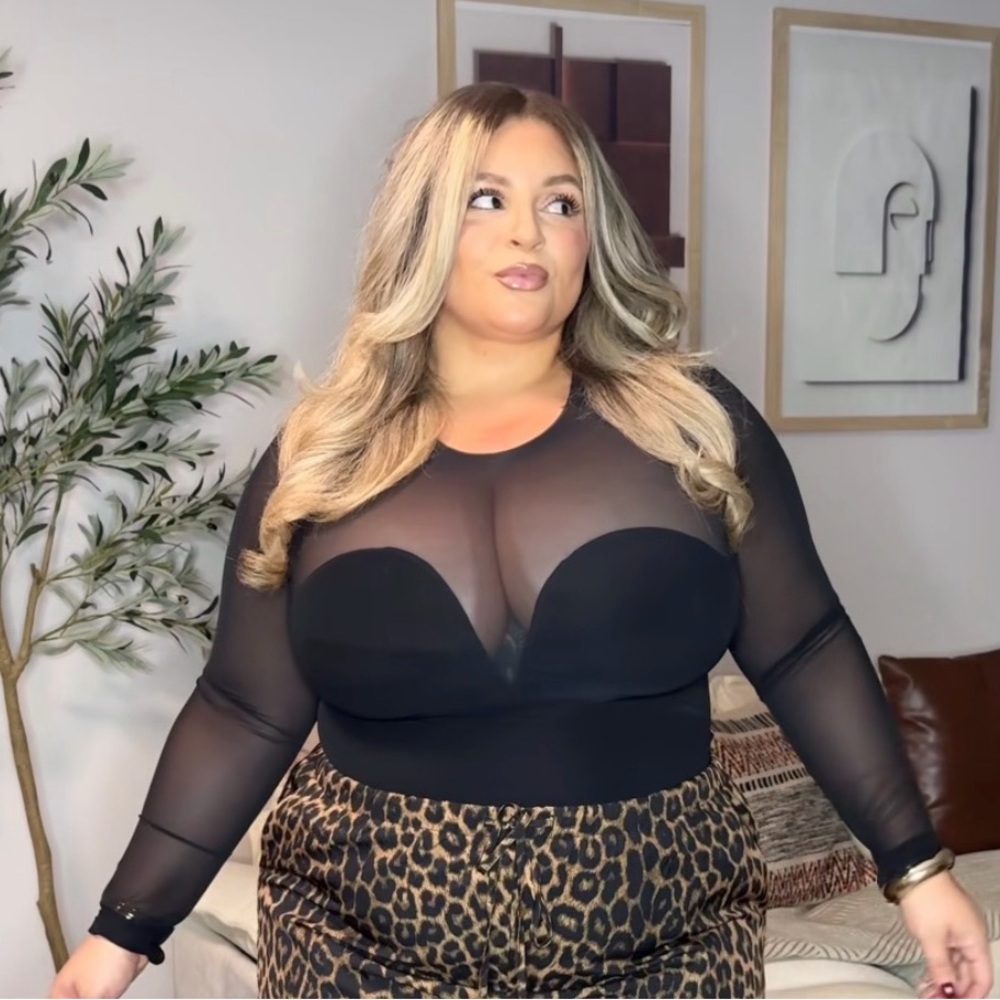 Elegant Black Sheer Mesh Blouse
